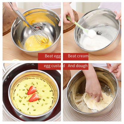 WePick BakingThickened 304 Cake Baking Bowl Stainless Steel Salad Bowl Multi-specification with Scale Egg Bowl Baking Supplies