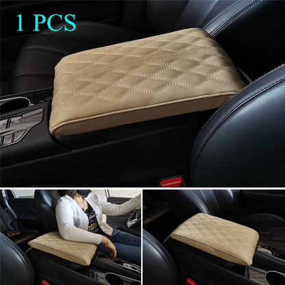 Wave Embroider PU Leather Car Armrest Mat Center Console Arm Rest Protection Cushion Auto Armrests Storage Box Cover Pad