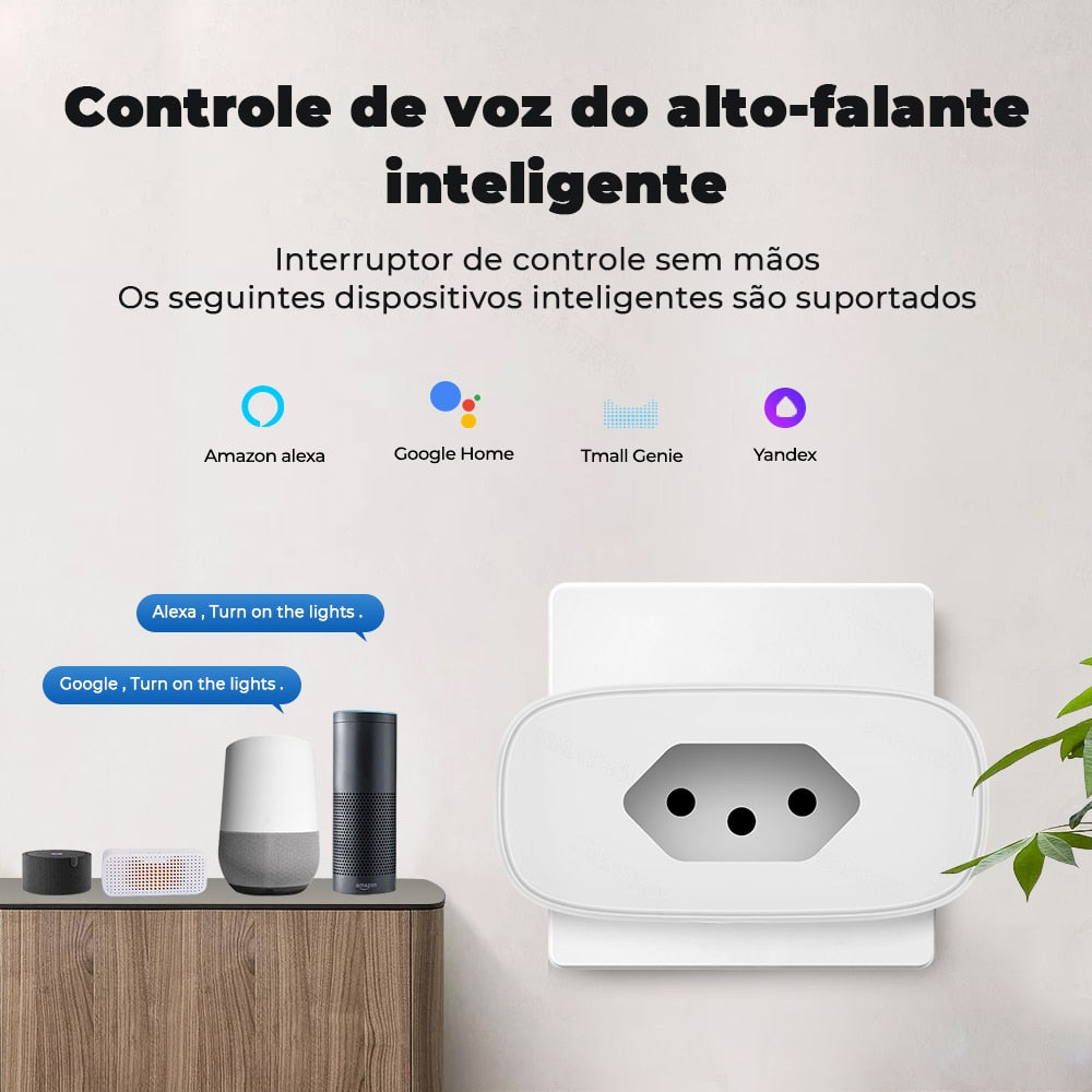 16A Brazil Standard Tuya Wifi Smart Plug Socket Outlet Adapter Power Monitor Timer APP Voice Works For Google Home Alexa