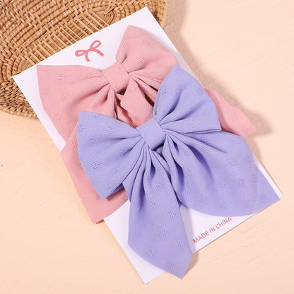 2Pcs/set Women Girls Sweet Solid Bowknot Hair Clips Print Bows Hairpins Ribbon Barrettes Duckbill Clip Headwear Hair Accessories