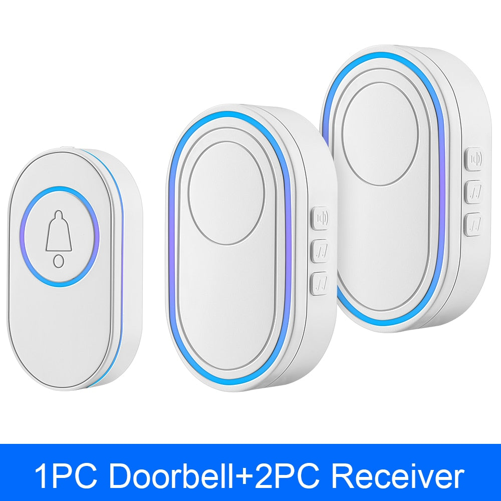 Camluxy Wireless Doorbell 39 Music LED Flash Security Alarm Outdoor IP65 Waterproof Smart Home Intelligent Door Bell Chime Kit