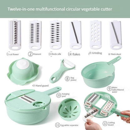 12pcs/lot Kitchen Multifunctional Salad Utensils Vegetable Chopper Carrot Potato Manual Shredder Kitchen Cooking Vegetable Tools