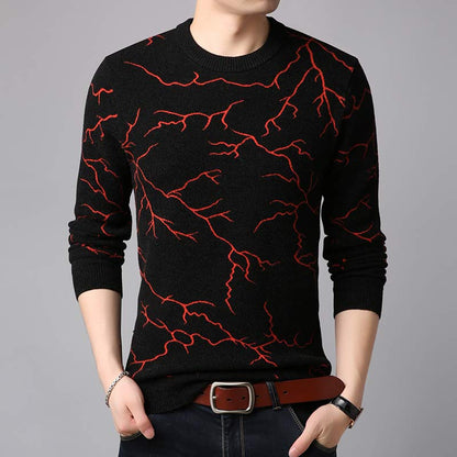 2022 Brand Thick Warm Winter Lightning Knitted Pull Sweater Men Wear Jersey Mens Pullover Knit Mens Sweaters Male Fashions 9340