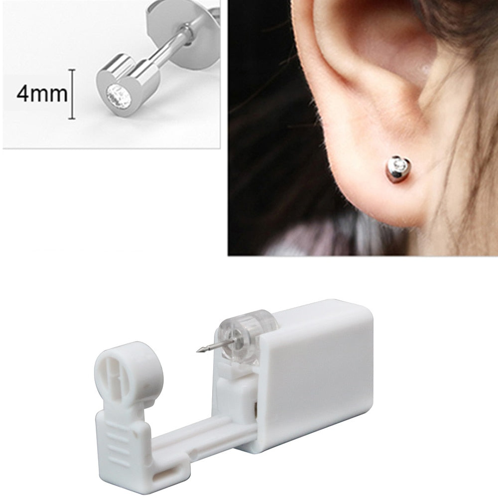 1/2/4Pcs Disposable Sterile Ear Piercing Unit Cartilage Tragus Helix Piercing Gun No Pain Piercer Tool Machine Kit Stud Jewelry