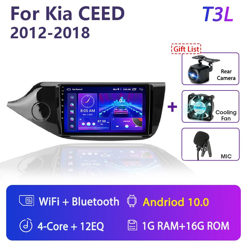 2din 4G Android 11 Car Radio Multimidia Video Player for Kia Ceed Cee'd 2 JD 2012-2018 Navigation GPS Carplay Audio Head Unit 9"