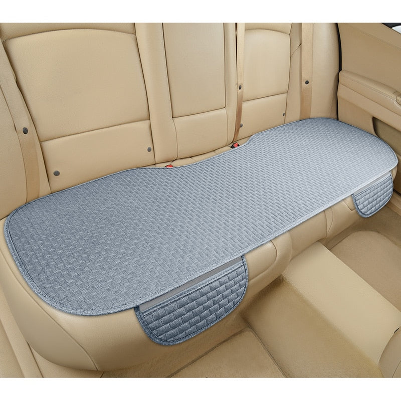 Flax Car Seat Cover Front Rear Linen Fabric Cushion Breathable Protector Mat Pad Universal Auto Interior Styling Truck SUV Van