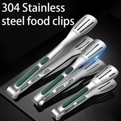 7/9/12inch 304 Stainless Steel Kitchen Tongs BBQ Clamp Grill Cooking Clamp Silicone Food Tong Kitchen Accessories