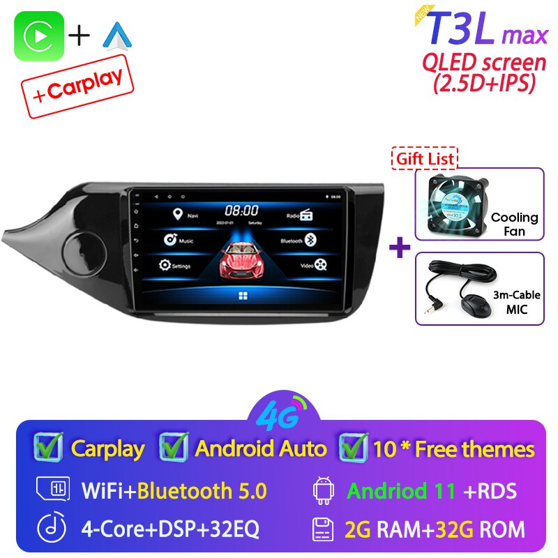 2din 4G Android 11 Car Radio Multimidia Video Player for Kia Ceed Cee'd 2 JD 2012-2018 Navigation GPS Carplay Audio Head Unit 9"