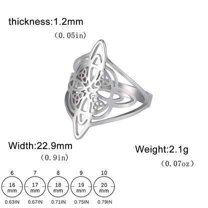 Witch Knot Stainless Steel Ring Wiccan Cross Celtics Knot Women Rings Witchcraft Good Luck Protection Amulet New Year 2023 Gifts