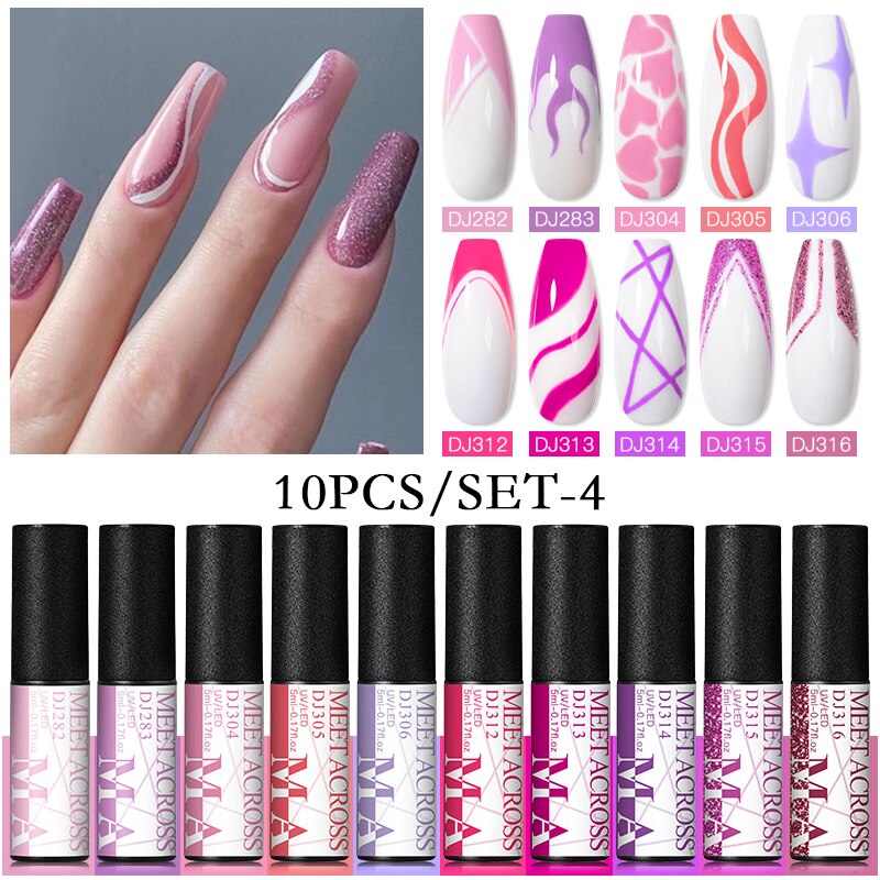 MEET ACROSS 6/12Pcs Nail Liner Gel Set Line Polish Gel Kit Nail Art Design For UV Paint Nail Drawing Polish DIY Painting Varnish