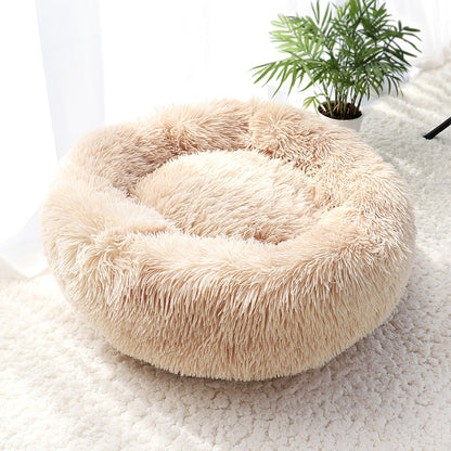 Soft Pet Dog Bed Long Plush Winter Cat Mat Dog Beds For Small Medium Large Dogs House Round Cushion Pet Product Accessories