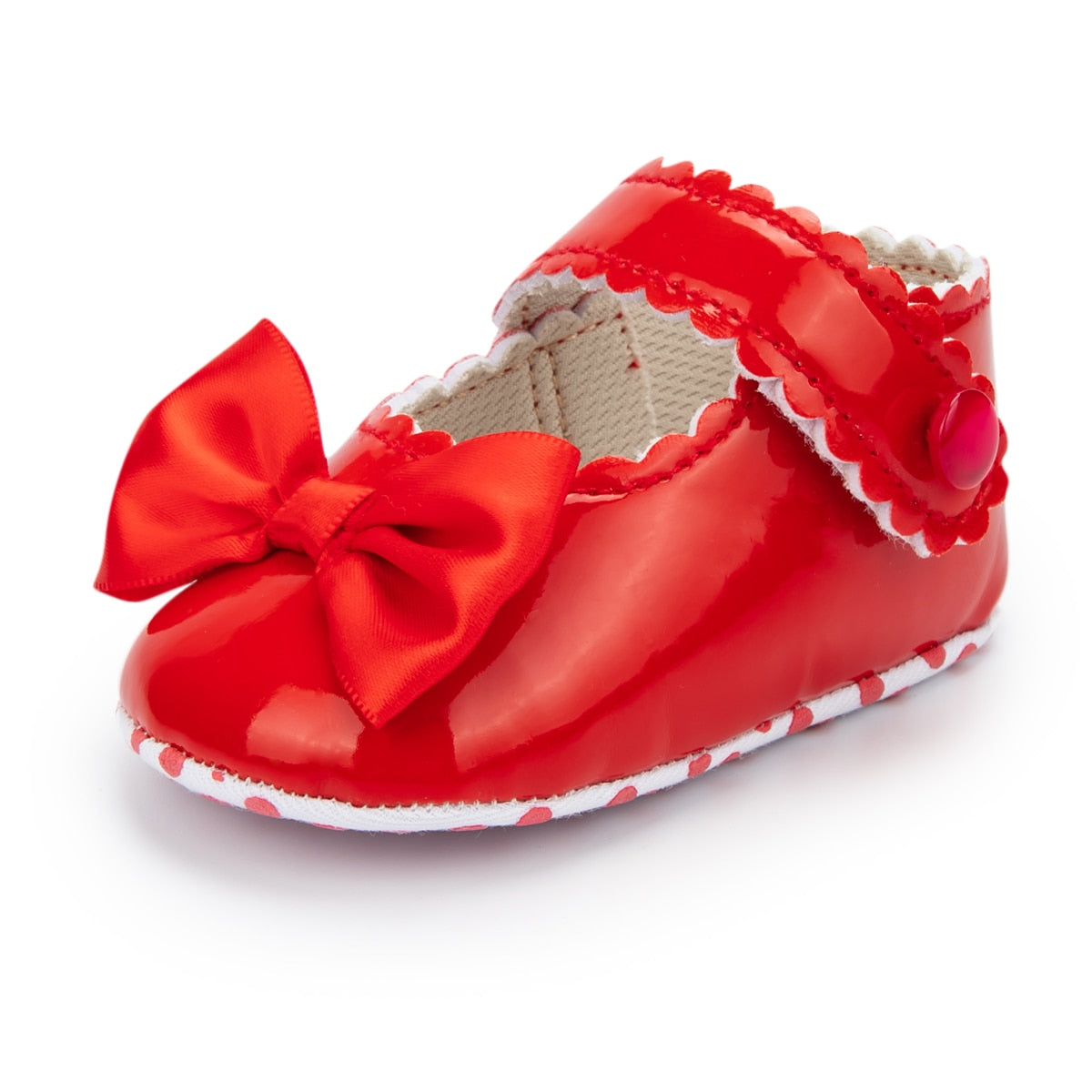 Newborn Baby Shoes Baby Boy Girl Shoes Girl Classic Bowknot Rubber Sole Anti-slip PU Dress Shoes First Walker Toddler Crib Shoes