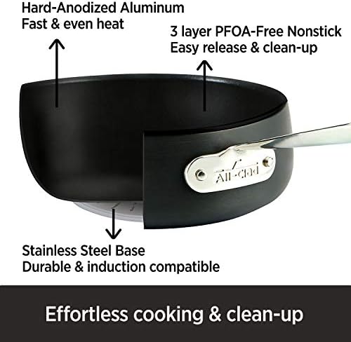 HA1 Hard Anodized Nonstick Soup Stock Pot Cookware, 4-Quart, Black