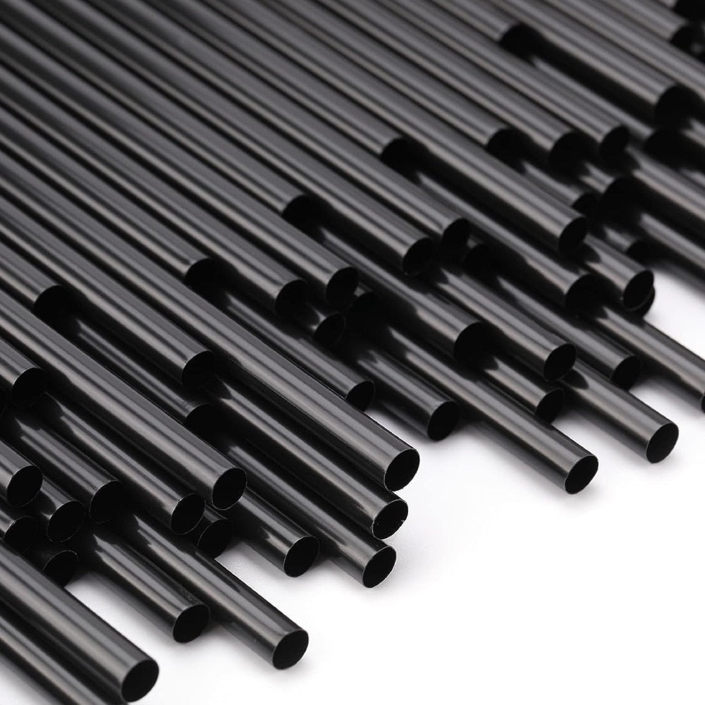 500/1000pcs Plastic Black Straws Wide Straws for Smoothies Disposable Drinking Straws Milkshake Straws Party Bar Accessories