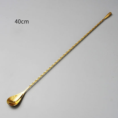 30/40/50cm Stainless Steel Stir Bar Spoon Mixing Ounces Cocktail Scoops Spiral Pattern Bartender Tools Teadrop Spoon Bar Tool