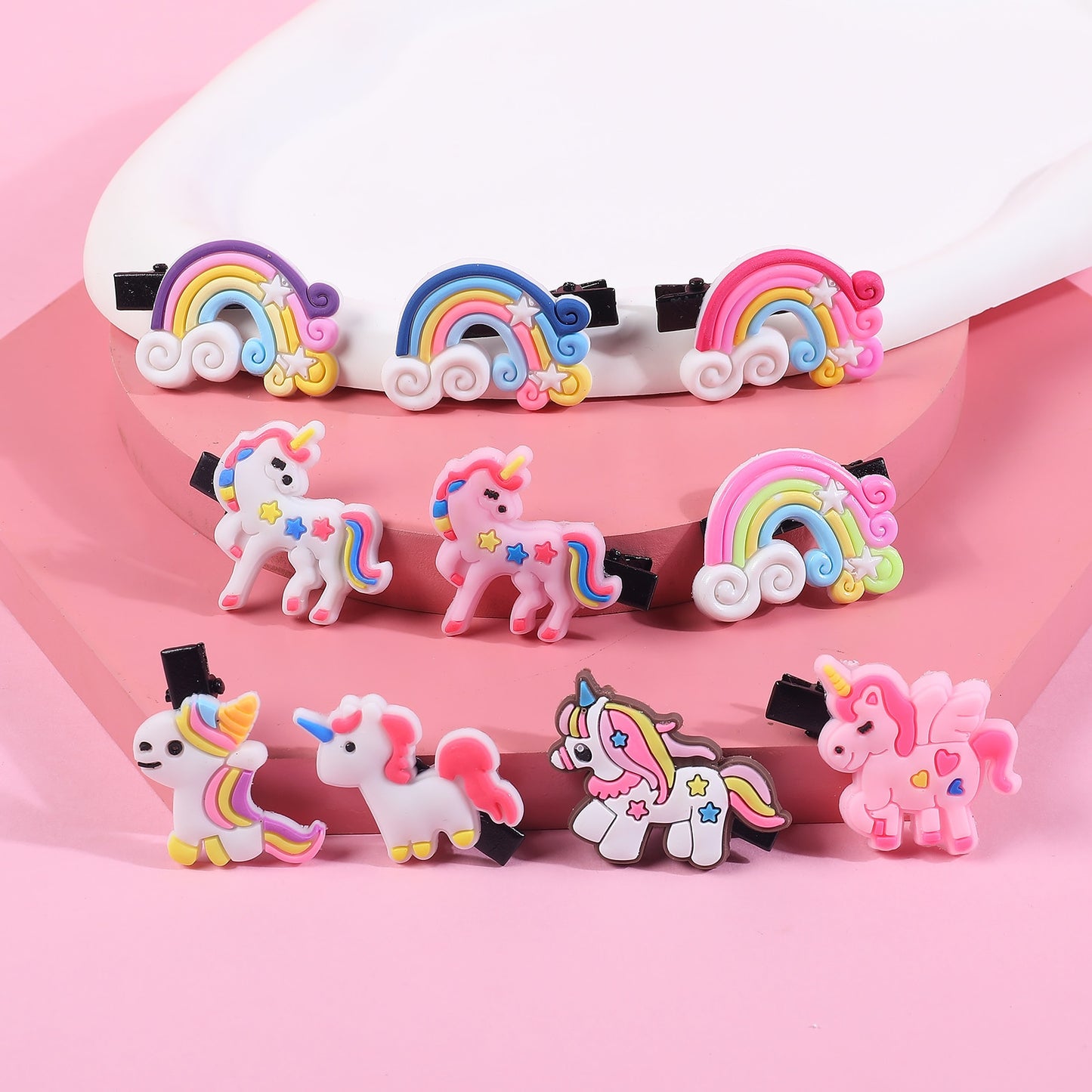 10PCS/Set New Cute Cartoon Unicorn Hair Clips for Girls Colorful Sweet Unicorn Hairpin Kids Barrette Hair Accessories for Girls