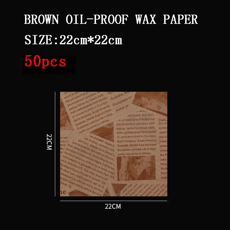 50/100pcs Oil Proof Wax Paper for Food Baking Barbecue Burger Fries Bread Baking Paper Plate Mat Baking supplies