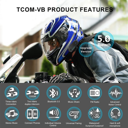 FreedConn Bluetooth Motorcycle Intercom Helmet Headset Headphone FM Music Sharing Helmets Communicator Speaker