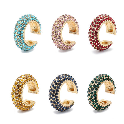 2023 New Arrival Multicolor CZ Crystal Ear Cuff Stackable C Shaped Ear Clips No Pierced Cartilage Earring for Women Earcuffs