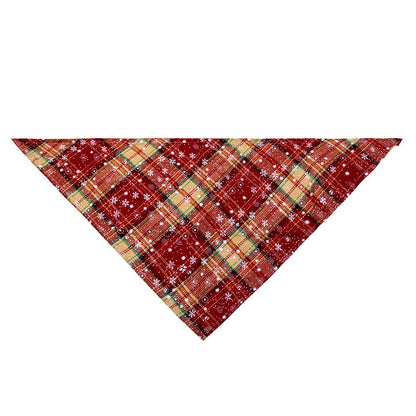 Dog Bandanas Large Pet Scarf Christmas Snow Print Dog Cotton Plaid WashableBow ties Collar Cat Dog Scarf Large Dog Accessories