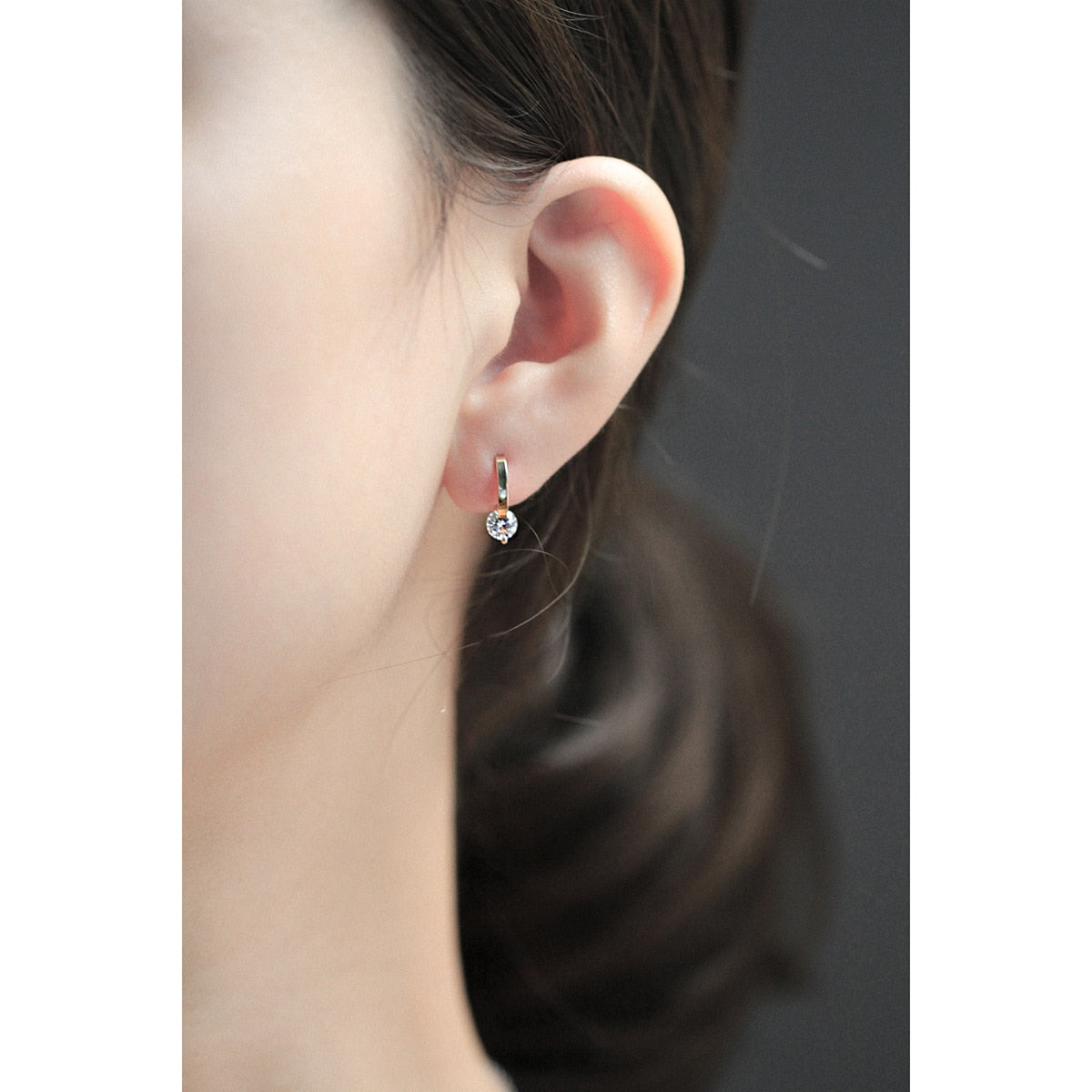 925 Silver Needle Simple Shiny Zircon Earrings Gold Plating Jewelry Crystal Stud Earrings Women