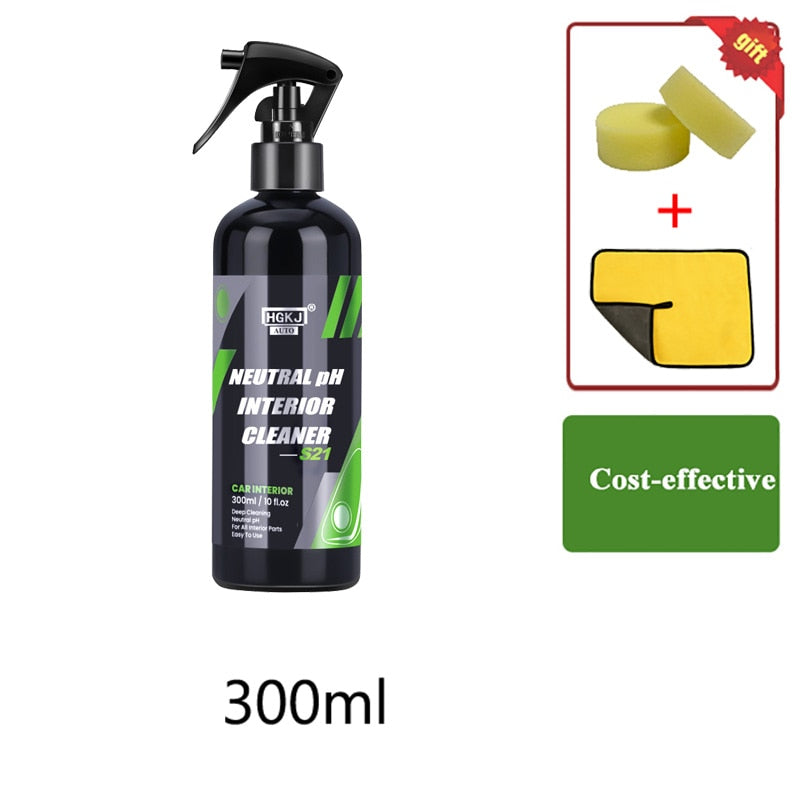 HFFFF-21 Car Interior Cleaner Car Neutral Ph Dust Remover Seat Liquid Leather Cleaner Roof Dash Cleaning Foam Spray Car Care