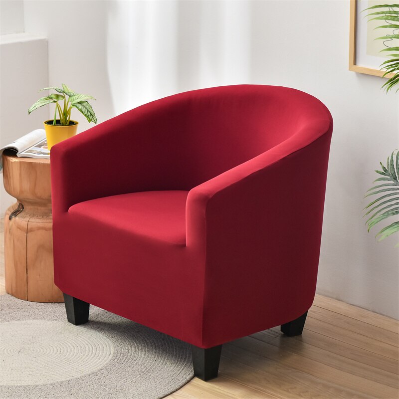 Single Seat Armchair All Cover Solid Color Stretch Club Couch Slipcover Simple Morden Style For Living Room Home Hotel Bar Decor