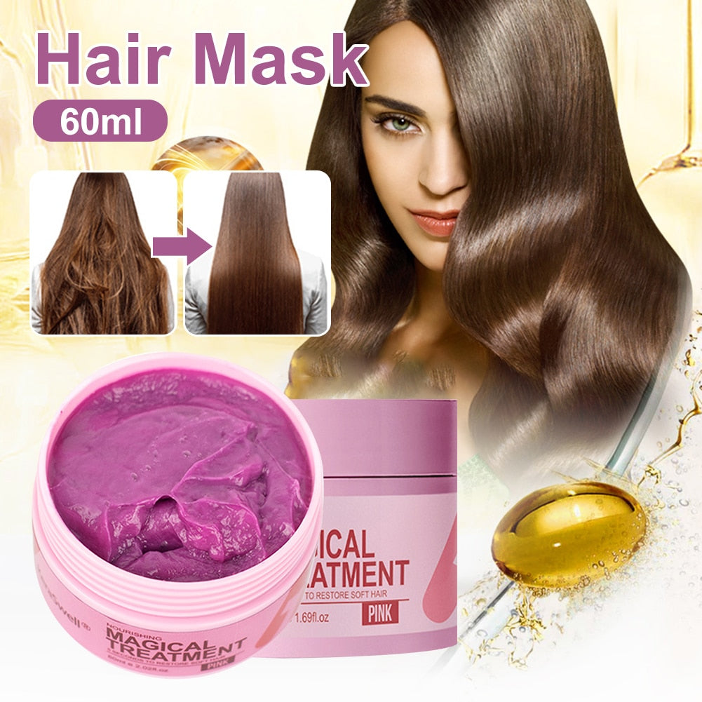 60ml Magical Hair Mask 5 Seconds Repair Damage Frizzy Soft Smooth Shiny Hair Deep Moisturize Hair Treat Repair Hair Scalp Care