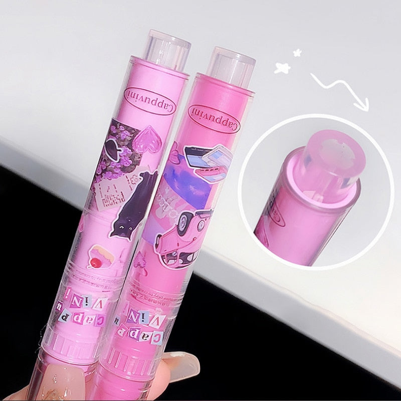 FLORTTE Love Shape Lipstick Flower Jelly Water Lip Gloss Clear Light Hydrating Lip Tint Non-stick Cup Korea Cosmetic