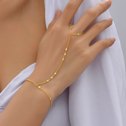 Bracelet à chaîne Simple avec pendentif en forme de cœur, anneau de doigt large en plaqué or pour femmes, bijoux de harnais à main