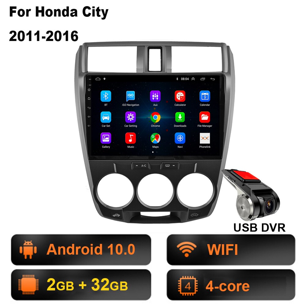 Android 2 Din Car Radio multimedia video player For Honda City 2008 2009 2010 2011 2012 2013 2014 navigation GPS audio 2din dvd