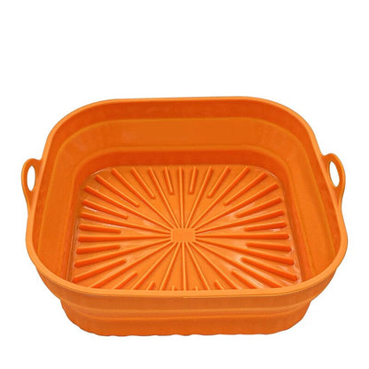 Home Kitchen Baking Dishes Air Fryer Silicone Tray Foldable Mold Pizza Fried Chicken Basket Reusable Multifunctional Bakeware