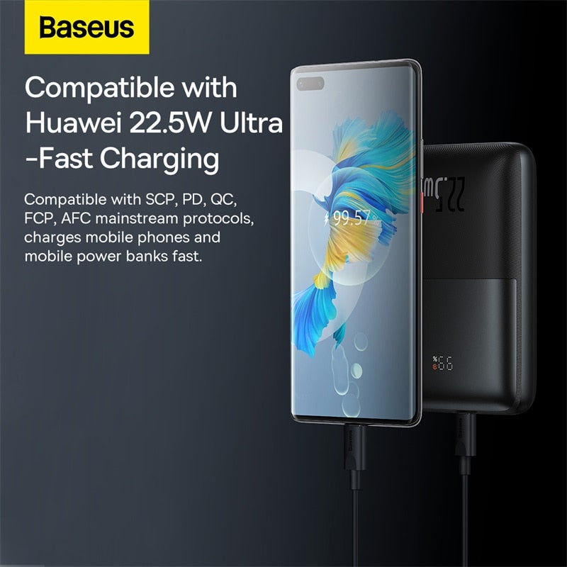 Baseus Power Bank 20000mAh External Battery 10000mAh Powerbank PD22.5W Portable Fast Charging For iPhone xiaomi Huawei poverbank