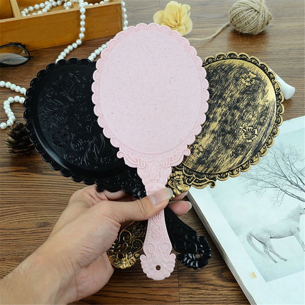 Retro Carved Makeup Mirror Portable Handheld Makeup Vanity Mirror Hand Mirror SPA Salon Compact Mirror Women Cosmetic Mirrors