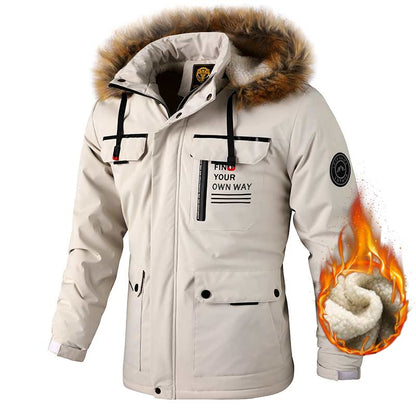 Fashion Men&#39;s Casual Windbreaker Jackets Hooded Jacket Man Waterproof Outdoor Soft Shell Winter Coat Clothing Warm Fleece Thick