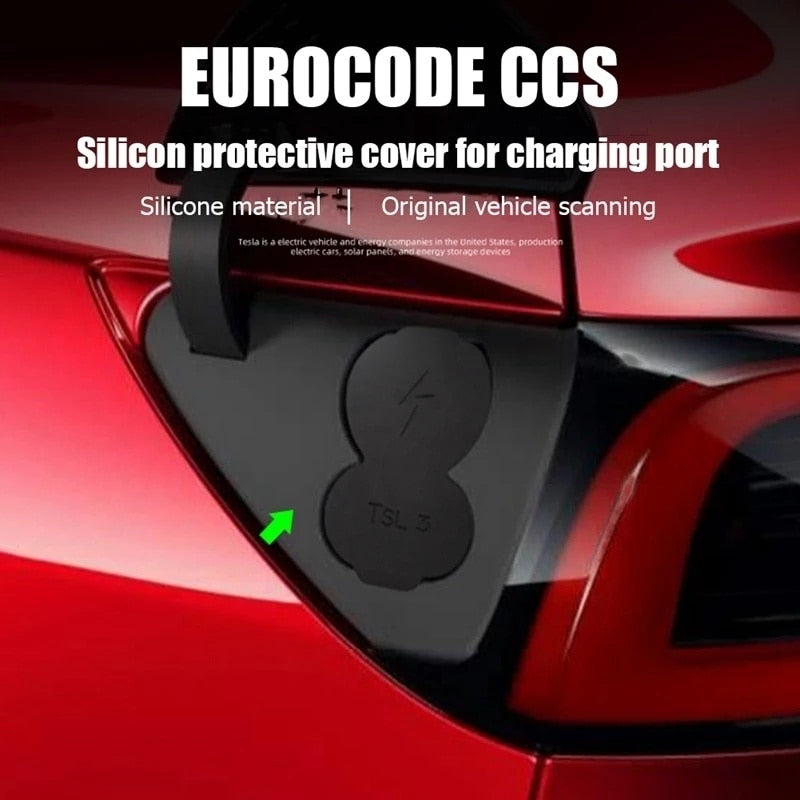 2022 New For Tesla Model 3 Accessories Europe Plug Car Charging Port Dust Protective Cover Car Model Y Model 3 Accessories 2021