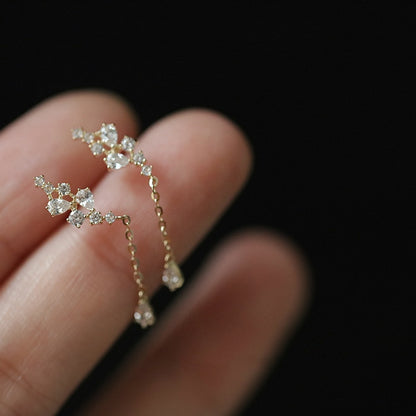 925 Silver Needle Simple Shiny Zircon Earrings Gold Plating Jewelry Crystal Stud Earrings Women