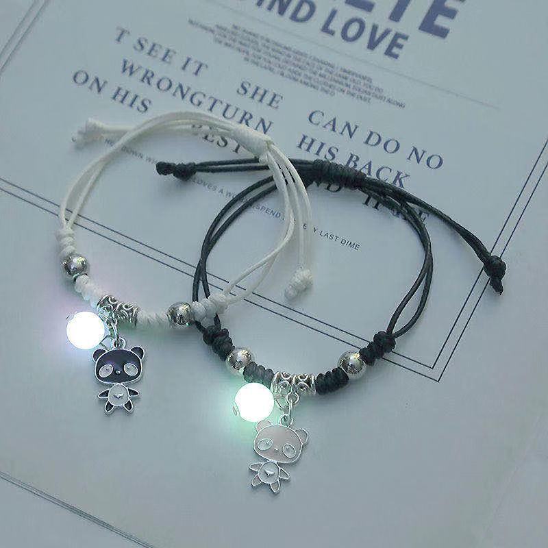 2023 Luminous Cat Star Moon Bracelet Couple Charm Handmade Adjustable Rope Matching Friend Bracelet Infinite Love Jewelry Gifts