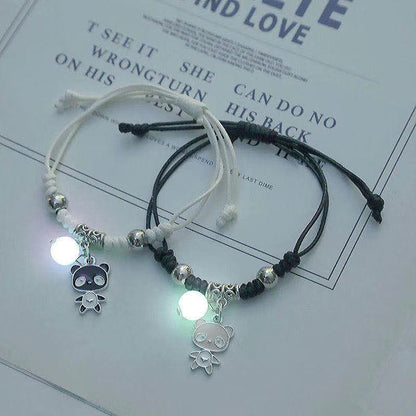 2023 Luminous Cat Star Moon Bracelet Couple Charm Handmade Adjustable Rope Matching Friend Bracelet Infinite Love Jewelry Gifts