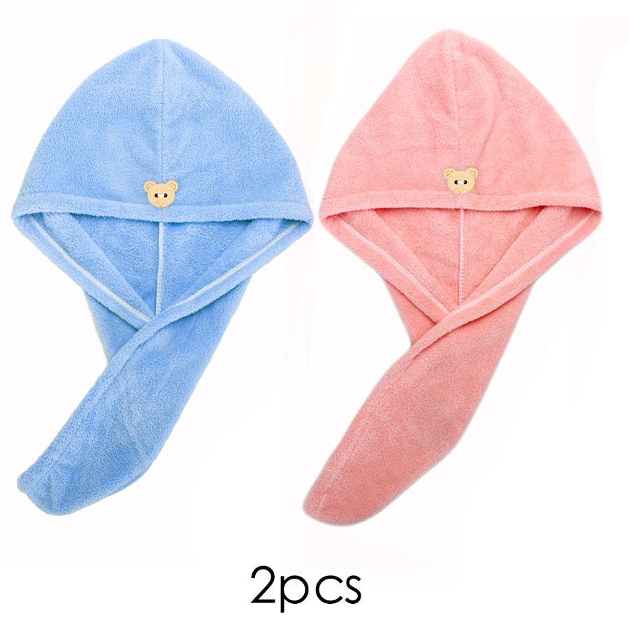 Quick-dry Hair Towel Women Hair Drying Hat Cap Hat Bath Hat Microfiber Solid Towel Cap Super Absorption Turban Hair Dry Cap