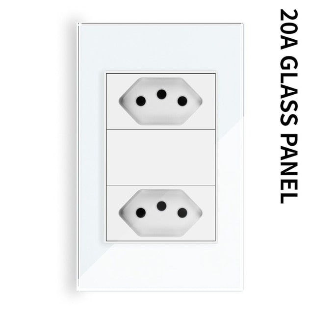20A Brazil/US/Italy/Chile Plug Wall Sockets USB Type C Pressure Switch Plastic/ Tempered Glass 118 Panel Outlets Home Office