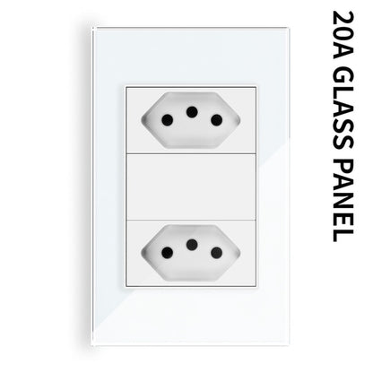 20A Brazil/US/Italy/Chile Plug Wall Sockets USB Type C Pressure Switch Plastic/ Tempered Glass 118 Panel Outlets Home Office