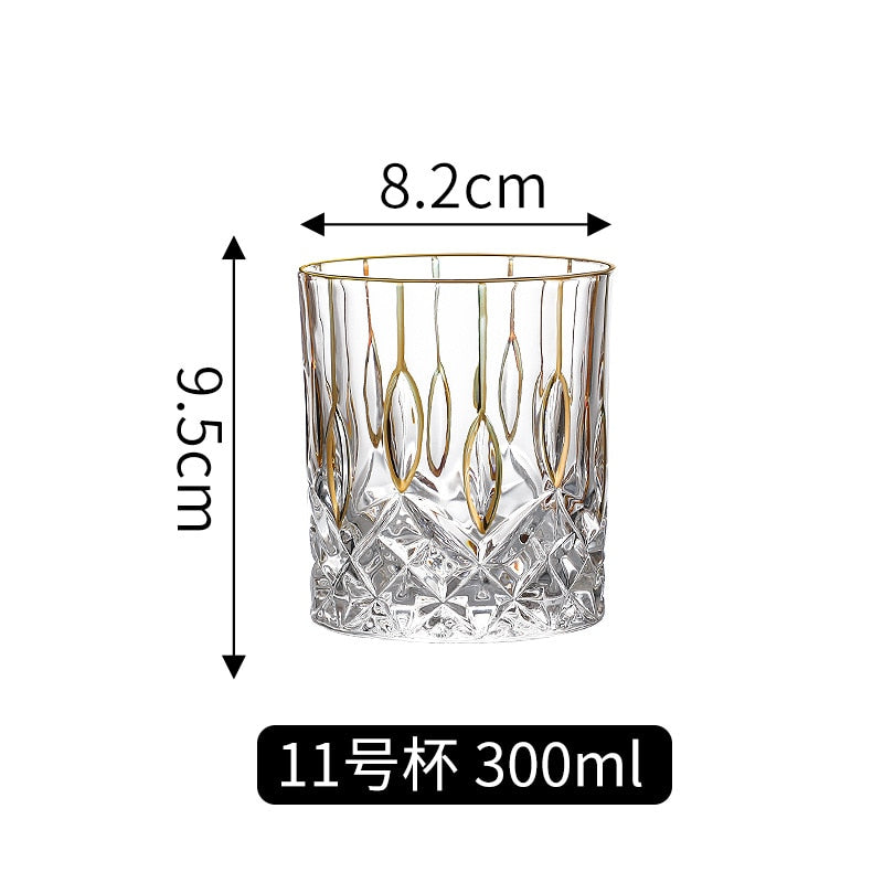 Crystal Gilt Glass Beer Mug European Luxury Brandy Wine Whiskey Cup Cups Drinkware Kitchen Dining Bar Home Garden
