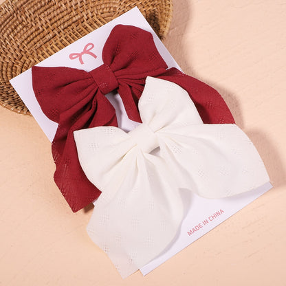 2Pcs/set Women Girls Sweet Solid Bowknot Hair Clips Print Bows Hairpins Ribbon Barrettes Duckbill Clip Headwear Hair Accessories