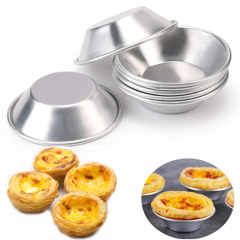 5/10/20pcs Kitchen Baking Mold Aluminum Alloy Egg Tart Cup Cupcake Cakes Mould For Pastry Cakes Dessert Mini Cupcake Baking Pan