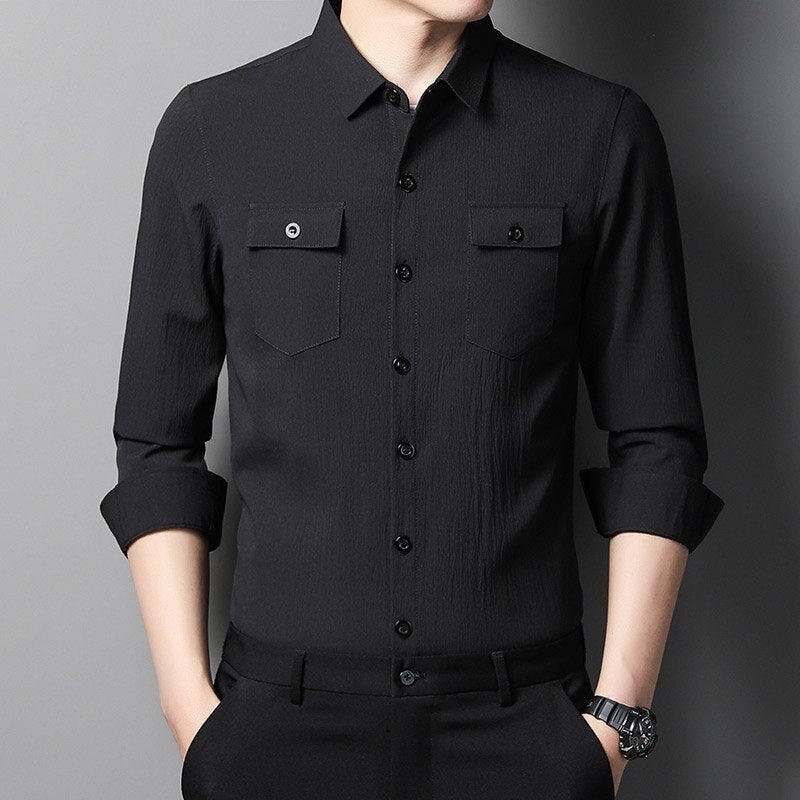 2022 designer mens shirts for men clothing wearable two pocket fashion long sleeve shirt luxury dress casual clothes jersey 1318