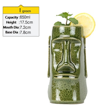 Ceramic Tiki Mug Creative Porcelain Beer Wine Mug Cup Bar Tool ,Exotic Cocktail Glasses, Tiki Bar