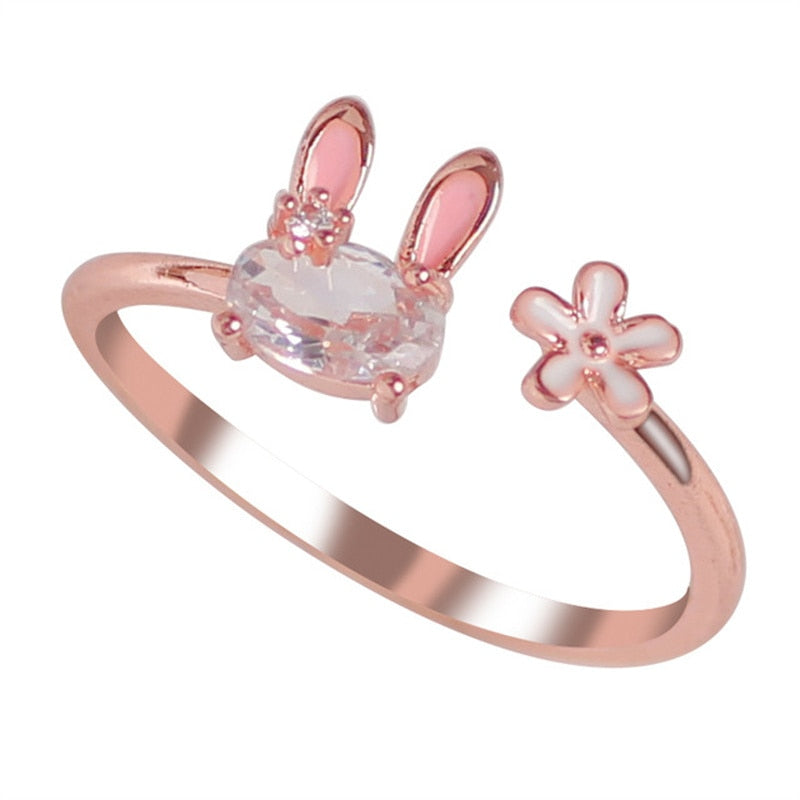 Cat Ear Finger Rings Open Design Cute Footprints Fashion Jewelry Ring For Women Young Girl Child Gift Adjustable Animal Ring