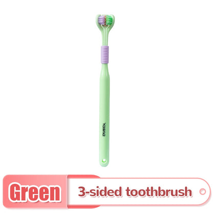 3D Stereo Three-Sided Toothbrush PBT Ultra Fine Soft Hair Adult Toothbrushes Tongue Scraper Deep Cleaning Oral Care Teeth Brush