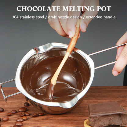 Stainless Steel Chocolate Melt Pot Butter Milt Melt Ting Bowl Long Grip Handle DIY Pastry Cooking Dessert Kitchen Cooking Tool